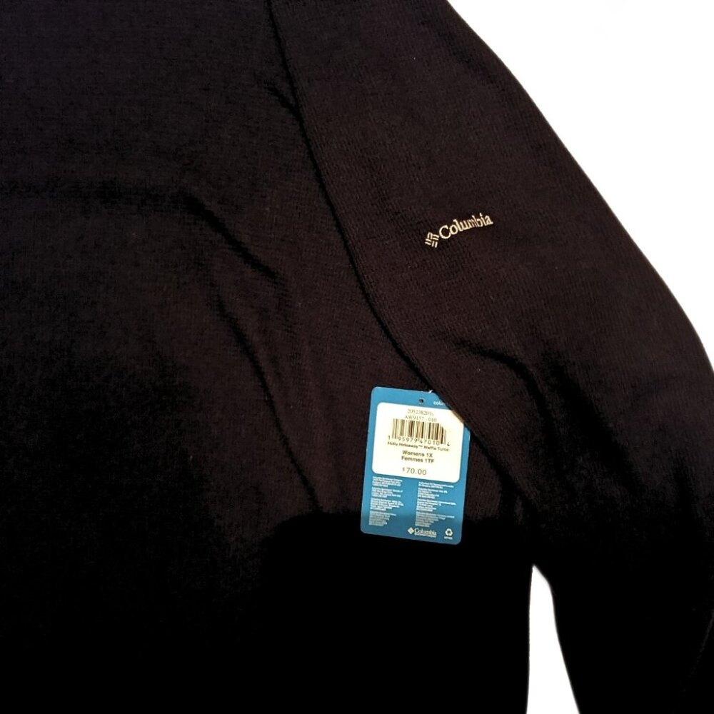 Columbia Black Holly Hideaway Waffle Weave Long-Sleeve Thumb Shirt Tunic Top 1X - Picture 6 of 9